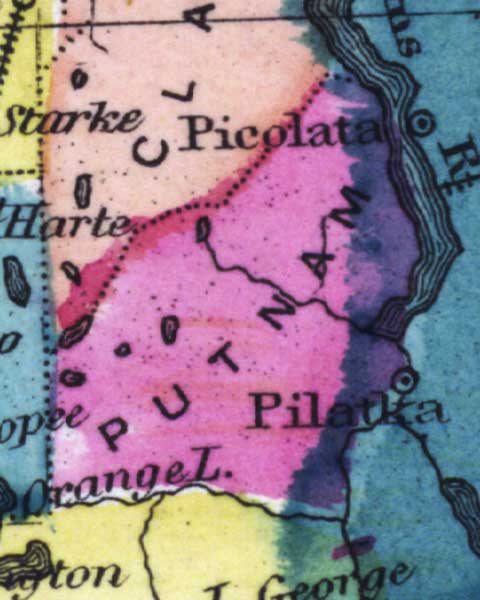 Map of Putnam County, Florida, 1873