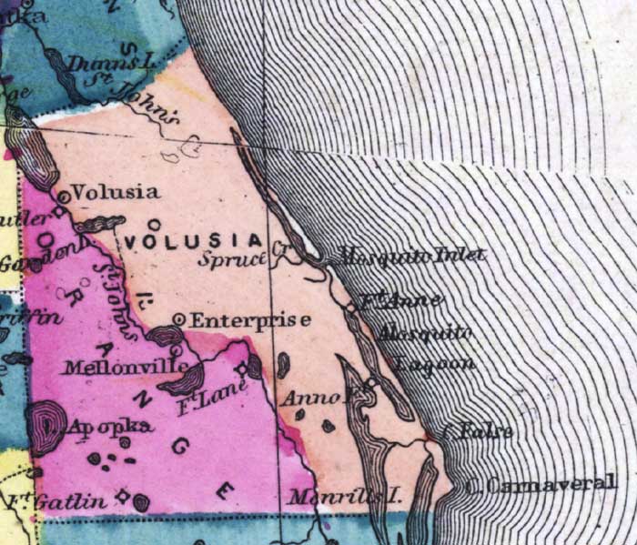 Map of Volusia County, Florida, 1873