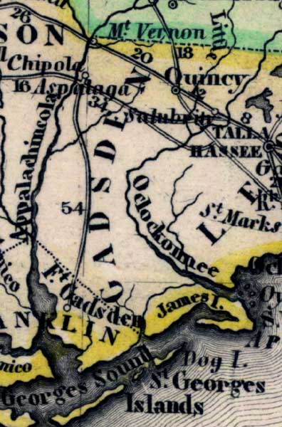 Map of Gadsden County, Florida, 1845