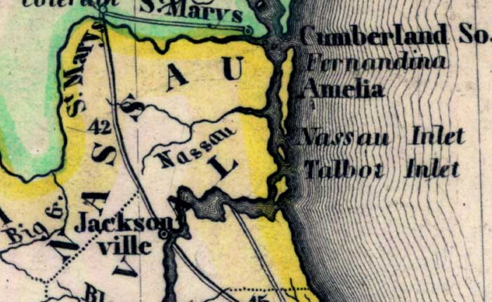 Map of Nassau County, Florida, 1845