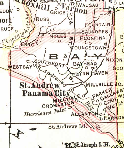 Map of Bay   County, Florida, 1916