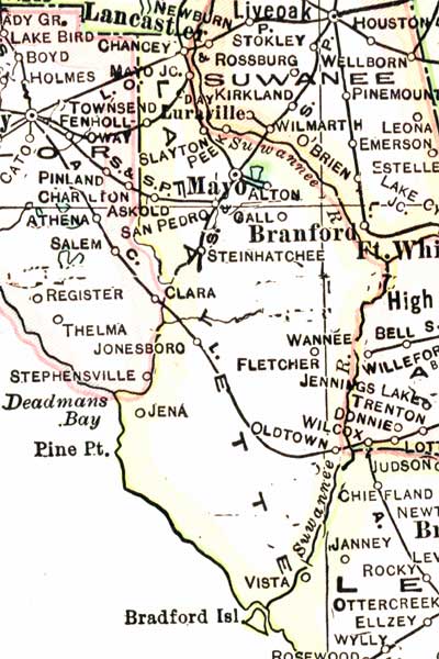 Map of Lafayette County, Florida, 1916