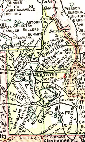 Map of Lake County, Florida, 1916