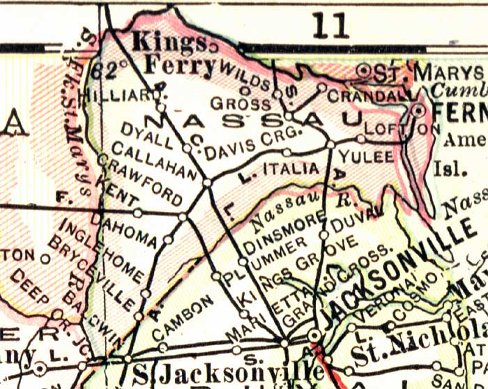 Map of Nassau County, Florida, 1916