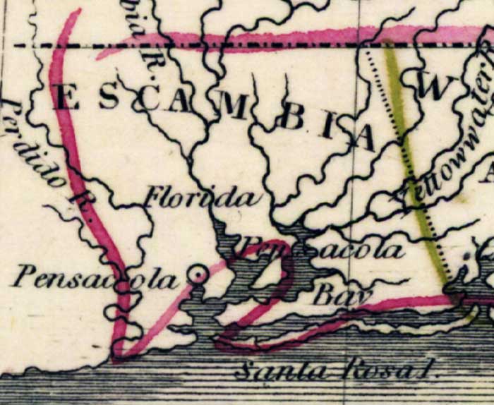 Map of Escambia County, Florida, 1835