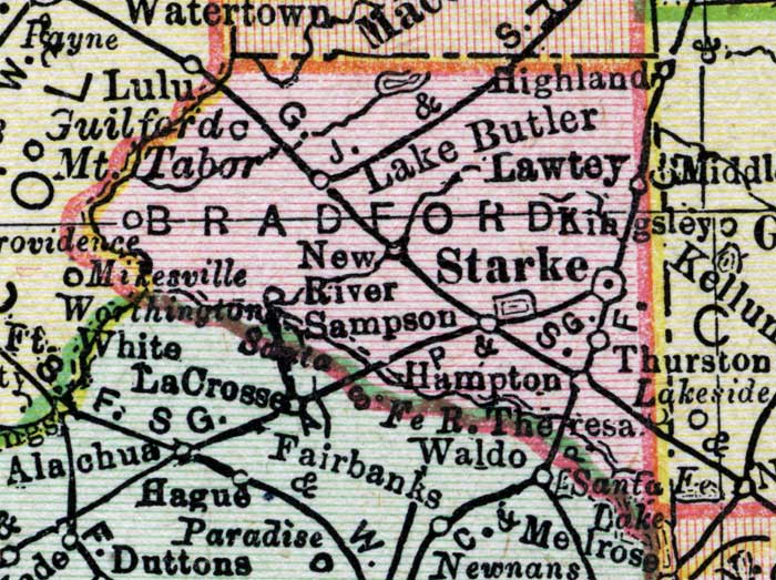 Map of Bradford  County, Florida, 1900
