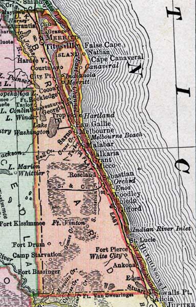 Map of Brevard County, Florida, 1900