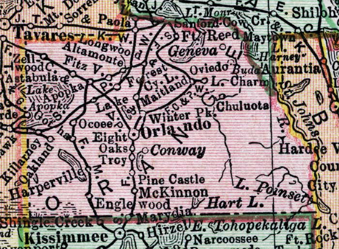 Map of Orange County, Florida, 1900