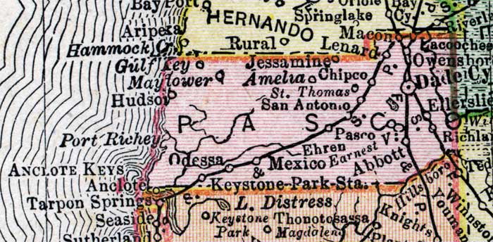 Map of Pasco County, Florida, 1900