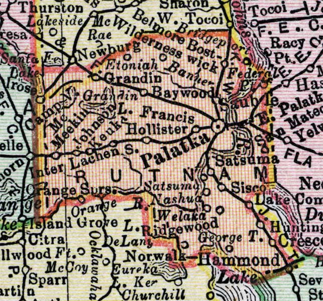 Map of Putnam County, Florida, 1900