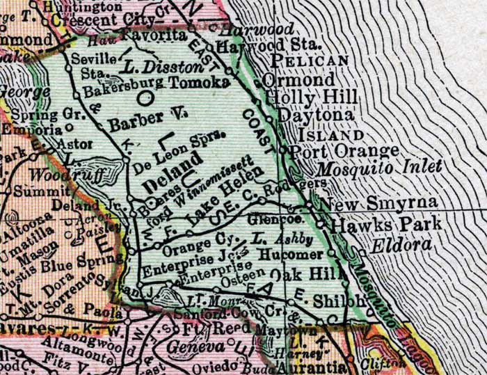 Map of Volusia County, Florida, 1900