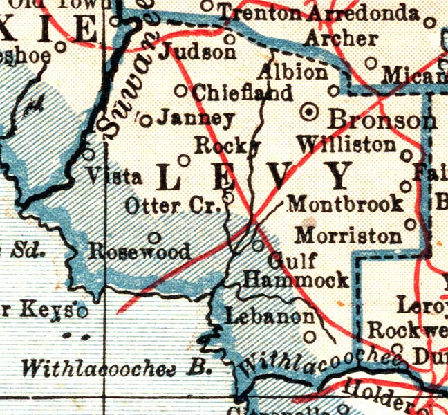 Map of Levy County, Florida, 1921