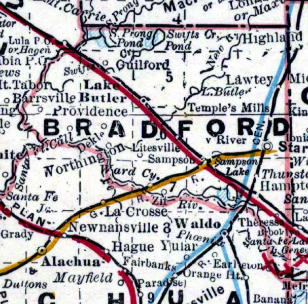 Map of Bradford  County, Florida, 1890s