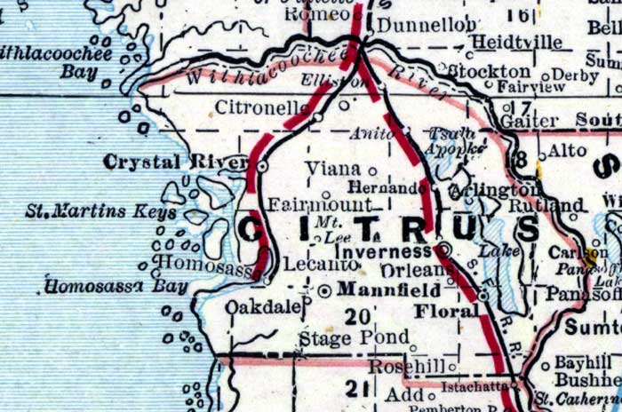 Map of Citrus County, Florida, 1890s