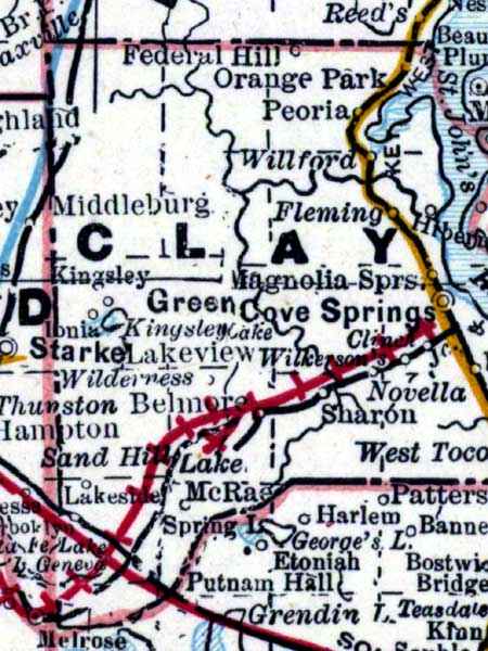 Map of Clay County, Florida, 1890s