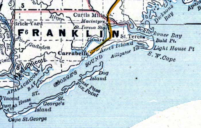 Map of Franklin County, Florida, 1890s