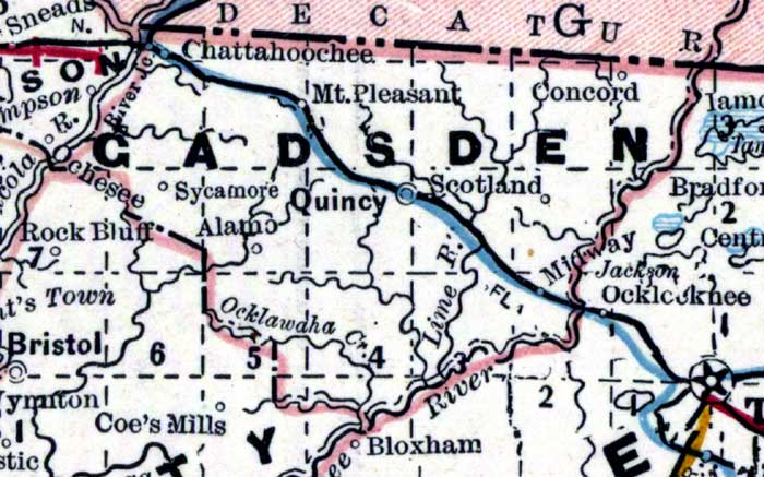 Map of Gadsden County, Florida, 1890s
