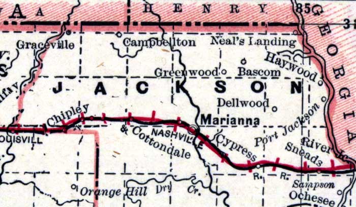 Map of Jackson County, Florida, 1890s
