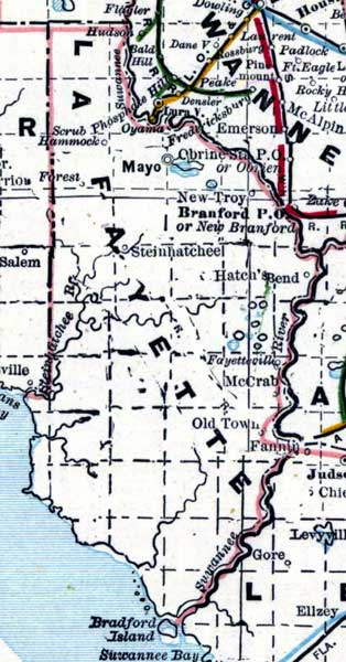 Map of Lafayette County, Florida, 1890s