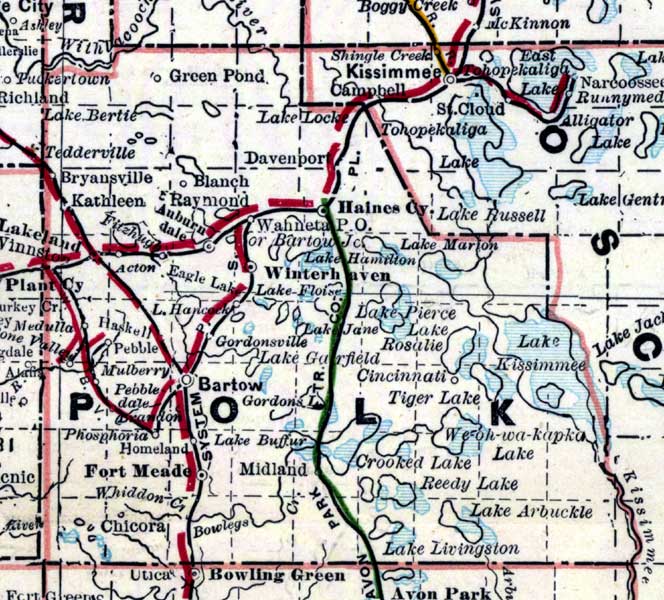 Map of Polk County, Florida, 1890s