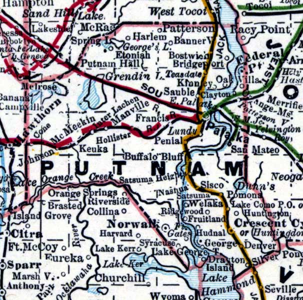 Map of Putnam County, Florida, 1890s