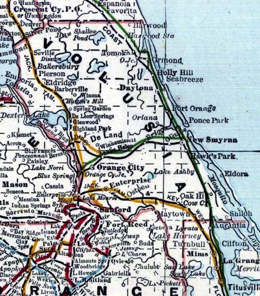 Map of Volusia County, Florida, 1890s