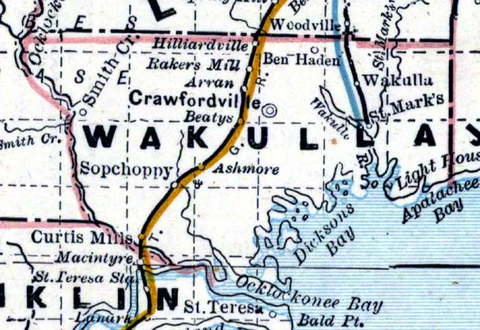 Map of Wakulla County, Florida, 1890s