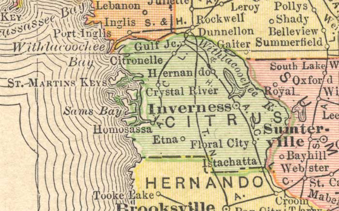 Map of Citrus County, Florida, 1910