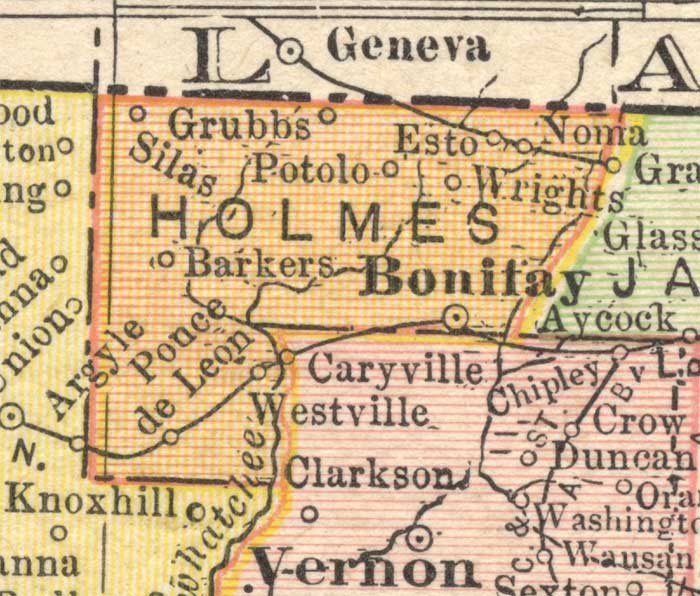Map of Holmes County, Florida, 1910