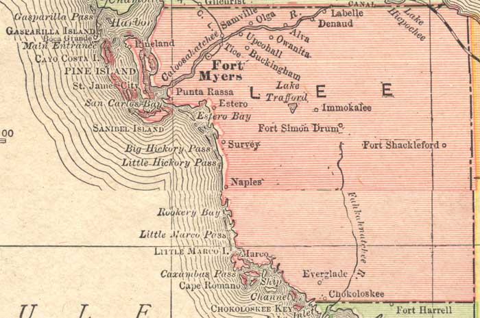 Map of Lee County, Florida, 1910