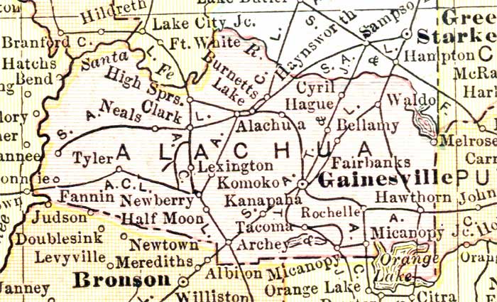 Map of Alachua County, Florida, 1911