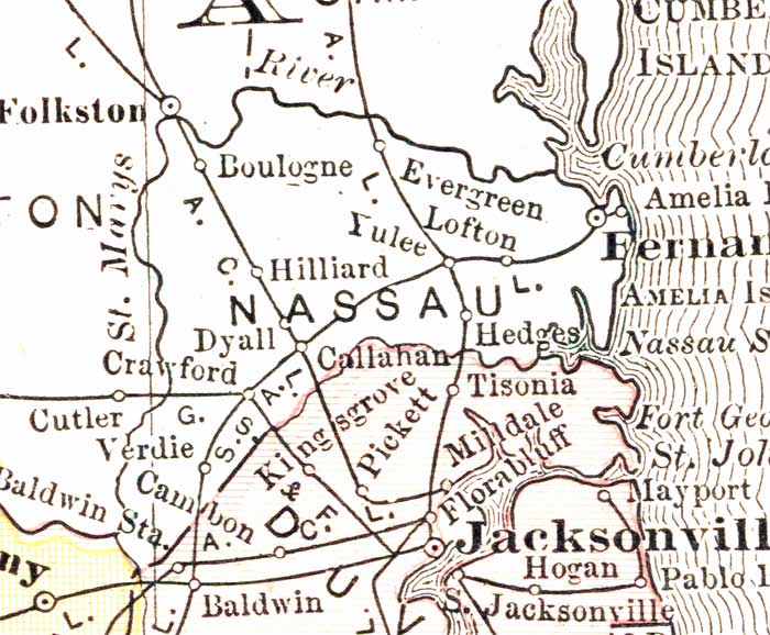 Map of Nassau County, Florida, 1911