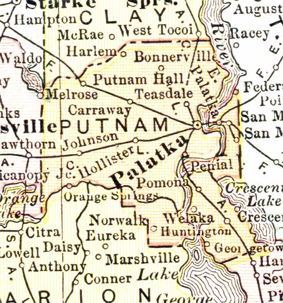 Map of Putnam County, Florida, 1911