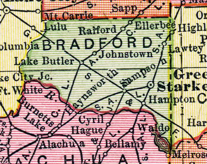 Map of Bradford  County, Florida, 1917