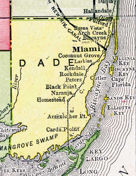 Map of Miami-Dade County, Florida, 1917