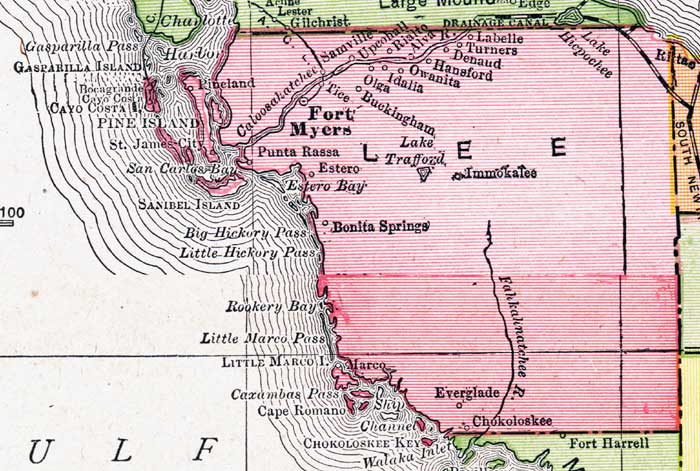 Map of Lee County, Florida, 1917