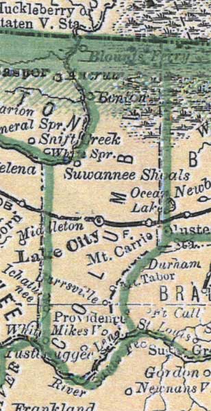 Map of Columbia County, Florida, 1880