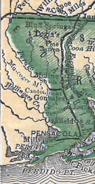 Map of Escambia County, Florida, 1880