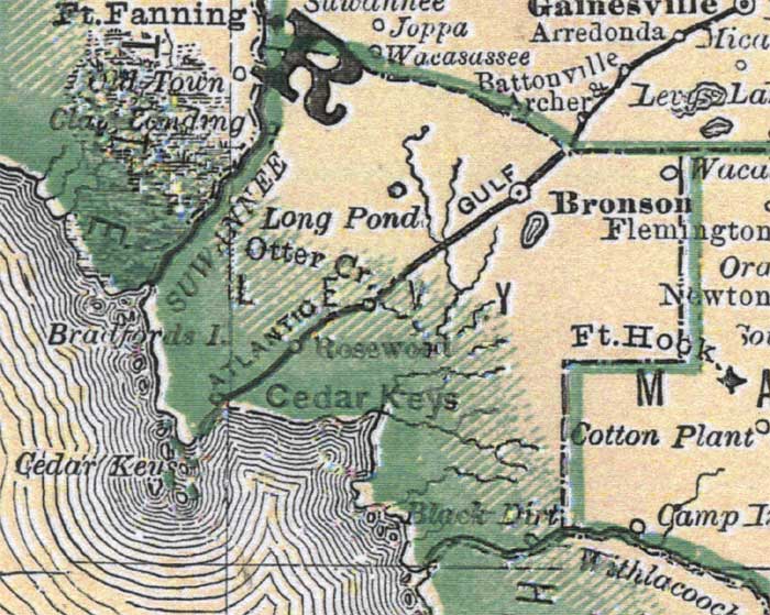 Map of Levy County, Florida, 1880
