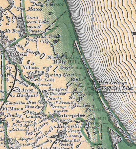 Map of Volusia County, Florida, 1880