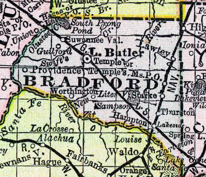 Map of Bradford  County, Florida, 1888
