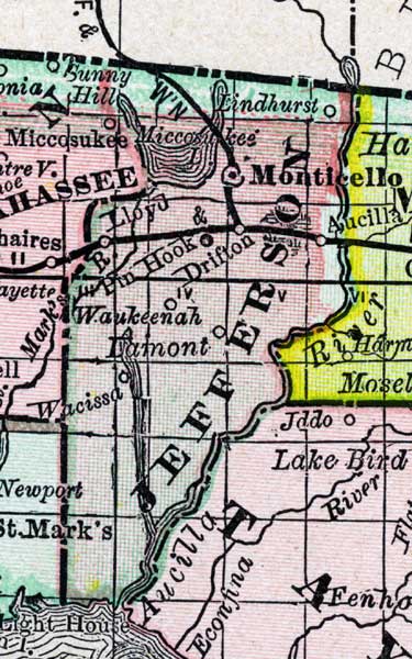 Map of Jefferson County, Florida, 1888