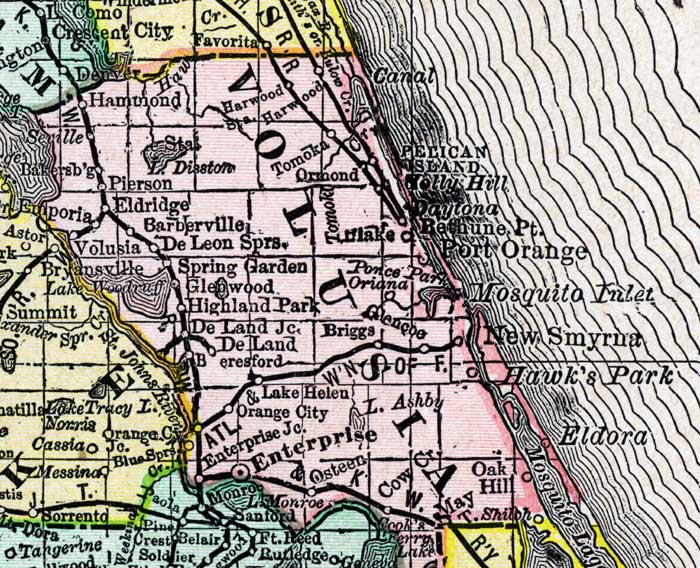 Map of Volusia County, Florida, 1888