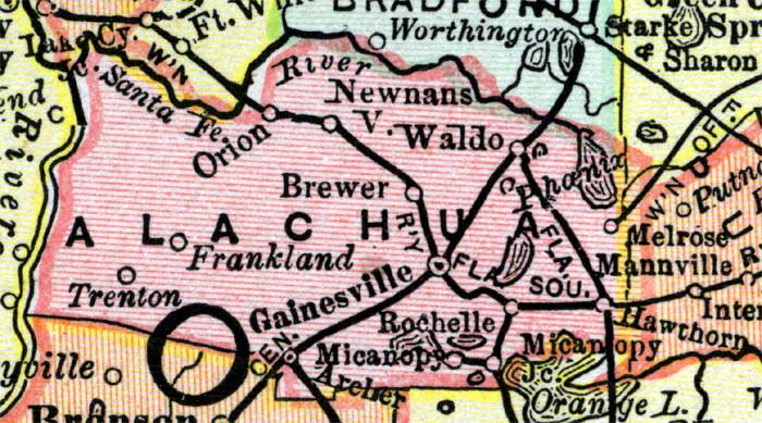 Map of Alachua County, Florida, 1890