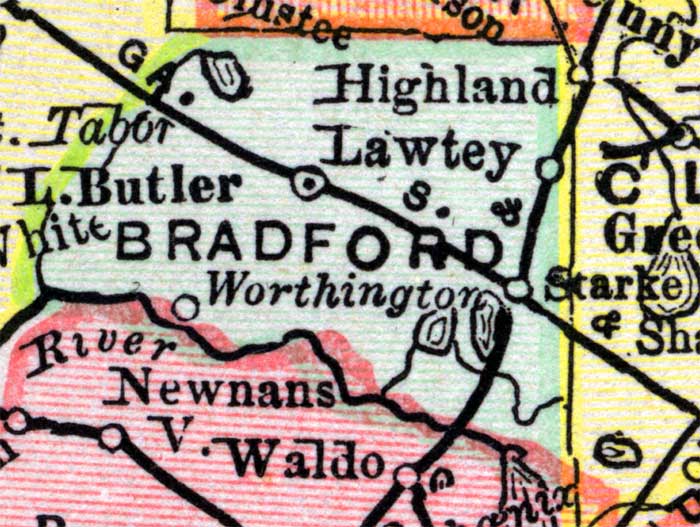 Map of Bradford  County, Florida, 1890