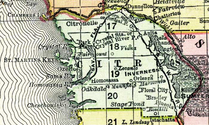 Map of Citrus County, Florida, 1898