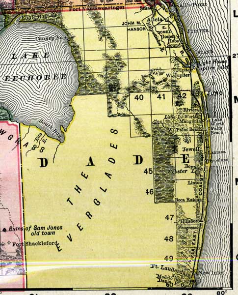 Map of Miami-Dade County, Florida, 1898
