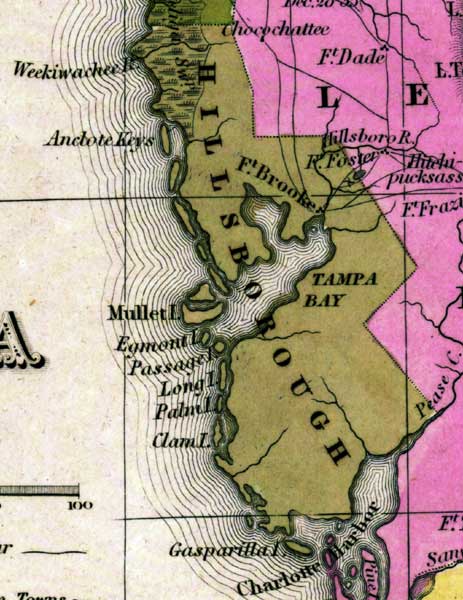 Map of Hillsborough County, Florida, 1839