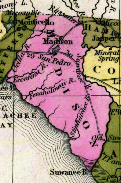 Map of Madison County, Florida, 1839