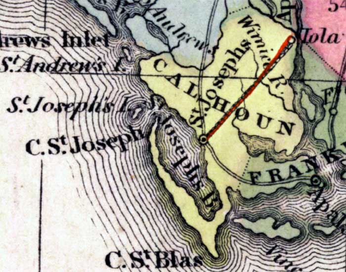 Map of Calhoun County, Florida, 1850